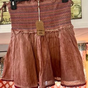 Strapless babydoll ruffle top